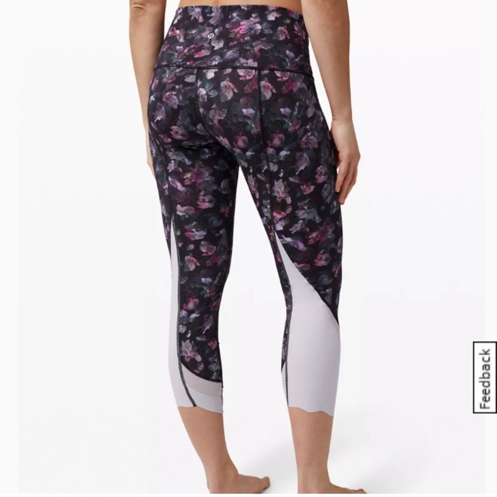 Lululemon Wunder Under High Rise Floral Crop Scalloped Legging Size 10